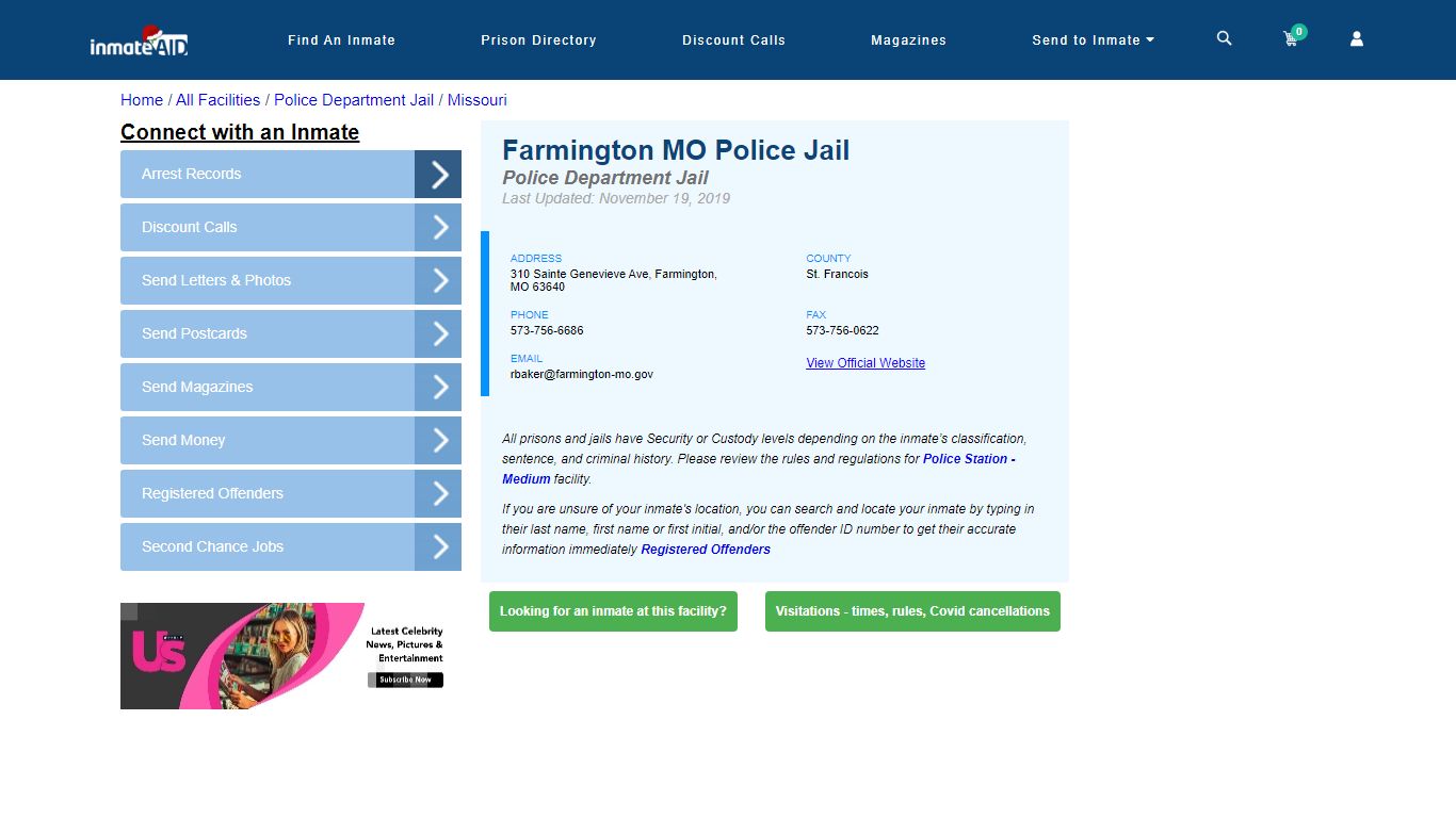 Farmington MO Police Jail & Inmate Search - Farmington, MO
